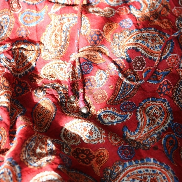 FREE PEOPLE Sundown Rust Red Paisley Print Off-the-Shoulder Bodysuit, Large - Picture 7 of 7